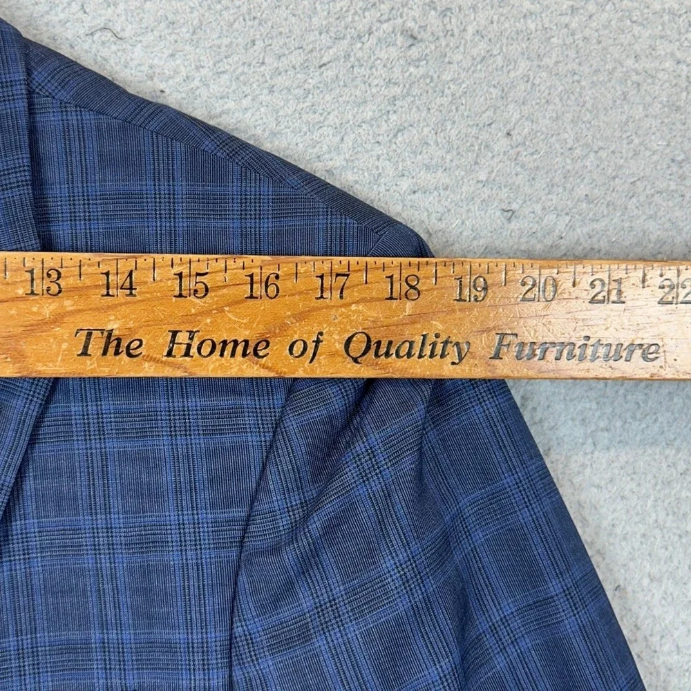 Banana Republic Marlane Wool Blazer Mens 42R Blue Plaid Standard Fit Sport Coat